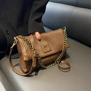 Women's 2022 new fashion shoulder bag personality all-match women's bag simple striped crossbody small square bag