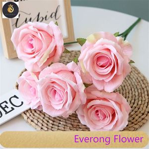 5 cabezas de flores artificiales de terciopelo, suministros de boda, decoraciones de boda de alta calidad, ramo de rosas, flores artificiales de seda - Product Image 2