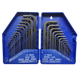 Jeu de clés hexagonales métriques à double extrémité à bras long de 30 pièces, en acier au chrome-vanadium, finition oxyde noir, qualité bricolage, pointe 1/2 - Product Image 1