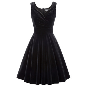 CL011108 Grace Karin mujer cuello en V vaqueros de Color sólido Surplice sin mangas Retro de <span class=keywords><strong>terciopelo</strong></span> <span class=keywords><strong>vestidos</strong></span> - Product Image 2