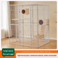 Cage pour chats, oiseaux, chiens, perroquets en métal massif extra large, modulable pour un espace libre - Conception simple, cage de vol et de course sécurisée