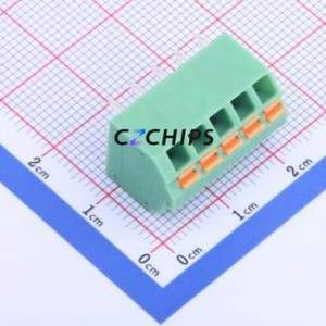KF250NH-3.81-5P Spring Terminal Block Through hole Component (THT),P=3.81mm Connector 1x5P 3.81mm Green 5P - Product Image 1
