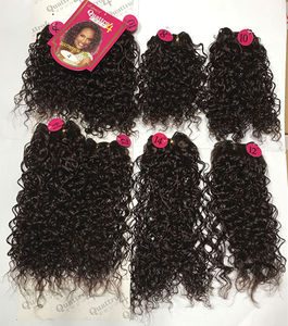 Venta al por mayor de cabello sintético de alta calidad, liso rizado, de una sola trama, onda de agua, corto, 4 paquetes, color natural, 200% de densidad - Product Image 3