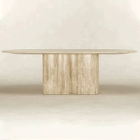 Meubles de maison de Style urbain nordique Wabi-sabi Table longue Table à manger en travertin naturel Beige pour cuisine Restaurant salle à manger