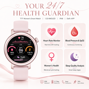 Montre connectée fine pour <span class=keywords><strong>femme</strong></span> de 1,32 pouce, avec suivi de la fréquence cardiaque, de la pression artérielle et de l'oxygène sanguin, étanche IP68, pour le sport féminin, modèle 2026 - Product Image 1
