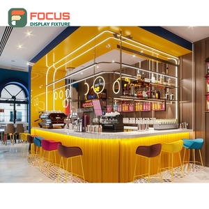 Vitrina de Café Personalizada con Frente de Vidrio Templado, Área de Exhibición de Botellas de Sirope, Vitrina Comercial para Cafetería - Product Image 3