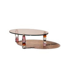 Table basse de luxe en verre cristal de style européen, avec pieds découpés à la main, design de créateur, pour décoration intérieure, table d'appoint de canapé de salon ZiYi