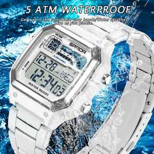 SANDA 6196 Montre numérique multifonctionnelle tendance et élégante pour étudiants, étanche, lumineuse, avec compte à rebours et alarme - Product Image 6