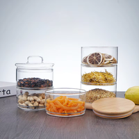 Vente en gros de récipients alimentaires modernes en verre borosilicate de haute qualité, transparents, de 400 ml, avec couvercle, pour la cuisine et les fêtes
