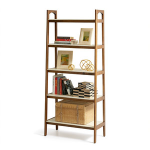 Libreria a Scala in Legno Moderna a 4 Ripiani, Scaffale Autoportante per Soggiorno - Product Image 1