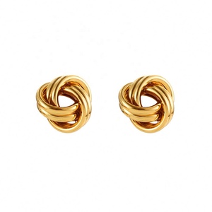 Boucles d'oreilles géométriques sculpturales exagérées en acier inoxydable plaqué or 14 carats, motif cœur, fruit, fleur pour femme - Tendance soirée - Product Image 5