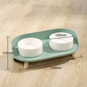 Ciotole in Ceramica per Animali Domestici, Design Ecologico a Doppia Ciotola per Alimenti e Acqua di Piccoli Animali - Product Image 3