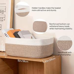 Cestas de Almacenamiento Tejidas con Cuerda de Algodón de 11.8'*8'*4.5\", Cestas Pequeñas para Organización de Armarios de Guardería - Product Image 2