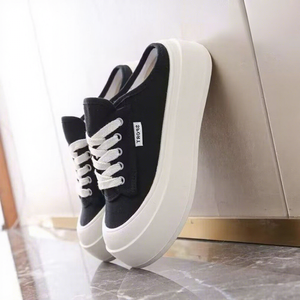 Nueva Colección Primavera-Verano 2025: Zapatos Negros de Lona con Forro de Goma, Tipo Mule, para Mujer, con Suela Gruesa y Punta Cerrada, para Exteriores - Product Image 1