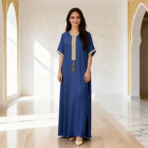 Nouvelle robe longue modeste de style Dubaï, en tissu de haute qualité, avec des paillettes, Abaya pour femmes musulmanes, fournisseur - Product Image 3