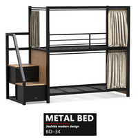 Lit Superposé Capsule Design en Acier Durable Double Pont avec Rideau pour Hôtel, Auberge de Jeunesse, Lit Boîte