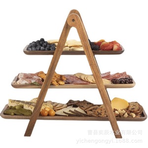 Wooden Dessert Stand 3 Tier Triangle Shape Desktop Food Storage Rack For Parties And Picnics - Product Image 5