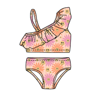 Nuevo Conjunto de Bikini para Niña, Traje de Baño de Dos Piezas con Volantes sin Mangas para Niñas Pequeñas, Estampados Personalizados, Ropa de Playa para Niños