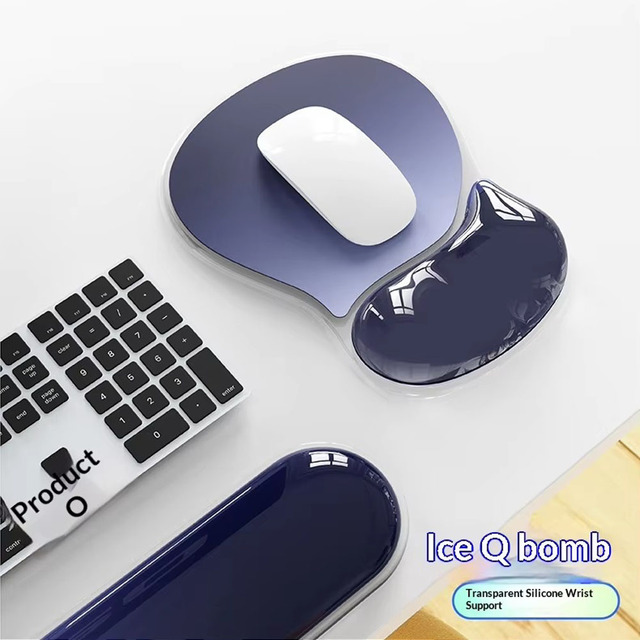 High Quality Transparent Mouse Pad with Wrist Rest Support , Ergonomic Summer Cooling Office Q-elastic Gel Mouse Pads
