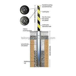 उच्च सुरक्षा 540 मिमी ऑटो-लॉकिंग टेलीस्कोपिक बोलार्ड धातु स्टील ड्राइववे पार्किंग के बाद पार्किंग बैरियर - Product Image 4
