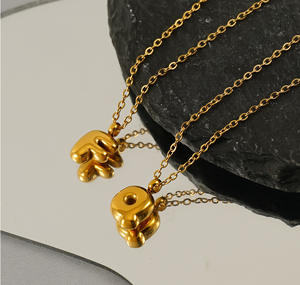 Kalung baja tahan karat berlapis emas 18ct lucu perhiasan tahan air kalung nama liontin huruf inisial gelembung 3d untuk ibu anak-anak - Product Image 3