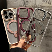 Coque magnétique transparente avec support pour iPhone 18 Pro Max et 17 Pro, protection d'objectif et béquille intégrée, MOQ 500.