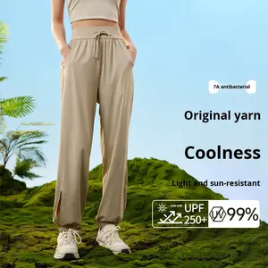 Pantalones <span class=keywords><strong>de</strong></span> Verano <span class=keywords><strong>de</strong></span> Seda Helada con Protección Solar, Corte Bootcut, Ajuste Regular, Hilo Original, Sensación Fresca, Anti-UV, Alta Elasticidad, Estilo Vintage para <span class=keywords><strong>Mujer</strong></span>, Hecho en China - Product Image 1