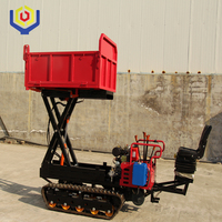 Mini-dumper chenillé 1,5T à moteur diesel avec transmission par engrenages, pompe hydraulique et boîte de vitesses, levage de type ciseaux, 12 CV, pour palmiers à huile