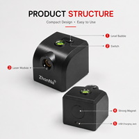 Niveau laser à faisceau rouge ZhonNa, rechargeable par USB, outils de mesure portables, support magnétique, visée de positionnement pour l'alignement intérieur et extérieur
