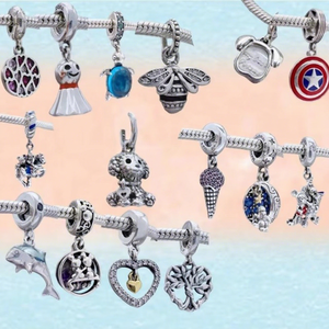 Colgante de Plata 925 con Zirconia en Forma de Corazón, Diseño de Criatura Marina, Cachorro y Helado, DIY, Personalizado, Divertido, para Parejas - Product Image 1