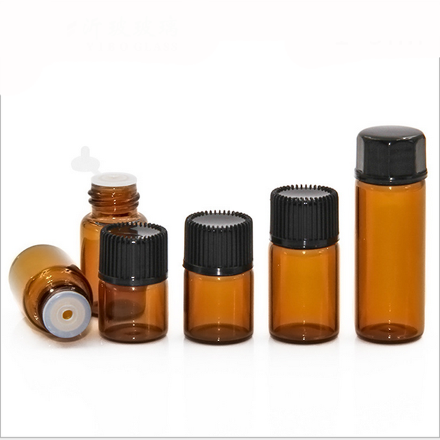 1ml 2ml 3ml 4ml 5ml Mini clear Amber Glass Essential Oil Perfume Small Sample 1/4 Dram Glass Vial with Orifice Reducer