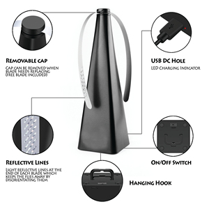 Ventilateur anti-mouches multifonctionnel CE RoHS, rechargeable par USB, pour dissuasion des insectes et répulsif anti-moustiques - Product Image 2