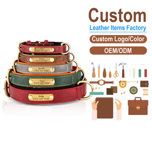 Vintage PU Leather <b>Dog</b> Collar with <b>Engraved</b> ID <b>Tag</b> Adjustable Pet Neck Collar for Small Medium <b>Dogs</b> Durable Laser Cut Namep - Product Image 1