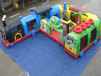 Nouvelle conception de parcours d'obstacles gonflable commercial Fun Express Train Station, train gonflable