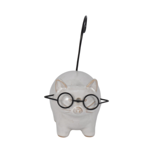 Statuetta di Gatto in Ceramica con Occhiali in Metallo per Arredamento Casa, Scaffale Soggiorno, Tavolino da Caffè, Decorazione con Coda - Product Image 2