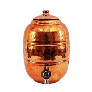 Handmade 5-Liter Copper Matka Jug Pure Copper Water Jug with Lid and <b>Straw</b> for Home & Hotel Use Direct From India - Product Image 1