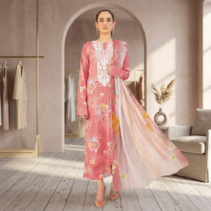 Ensemble Salwar Kameez 3 pièces Shanaya pour femme, non cousu, imprimé numérique, en tissu lawn, prêt pour l'été, décontracté, traditionnel, coupe régulière, pour les fêtes - Product Image 1