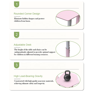 Pp Chất liệu trẻ em có thể điều chỉnh bảng và ghế đặt bé học tập bàn với góc tròn - Product Image 4