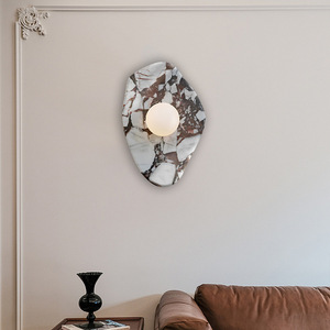 Lámpara de pared de mármol natural, bombilla Led E27, base de cristal, estilo nórdico, para pasillo, dormitorio, iluminación de fondo - Product Image 2