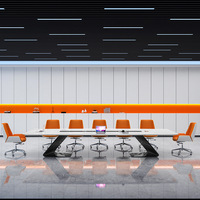 Meubles de salle de conférence de luxe d'usine, bureau en bois MDF, table de réunion de bureau commercial pour 14 personnes