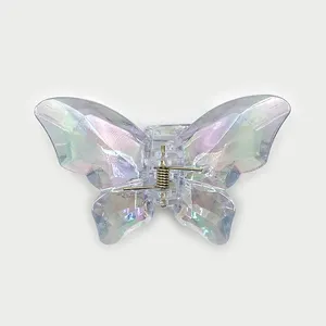 Womens Hair Accessories Customized Private Label Small Cute Glitter Plastic Beautiful Butterfly Clip for Hair