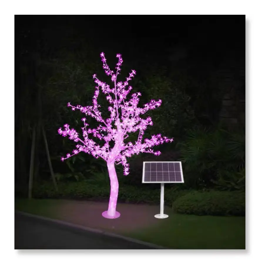 Solar garden lamp landscape decoration simulation cherry blossom tree lamp,with motion sensor remote control for outdoor lights