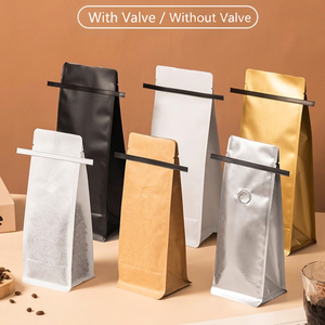 Sachets d'emballage pour grains de café de petite taille avec bord roulé en fil métallique et valve en aluminium pour le stockage de poudre de café et de thé - Product Image 3
