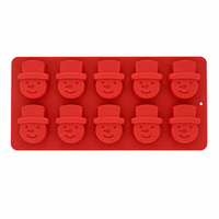 Moule en silicone pour chocolat en forme de petit bonhomme de neige à 10 cavités