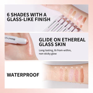 Baume Illuminateur Effet Verre en Stick Longue Tenue Léger Imperméable Cosmétique <span class=keywords><strong>Champagne</strong></span> Éclatant Pailleté Maquillage Naturel de Contour - Product Image 2