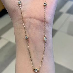 Xinfly Classic Style 18K Yellow Gold Bezel Set Tennis Bracelet <b>Necklace</b> Lab Grown Round Shape Diamond for Wedding Gift HPHT CVD - Product Image 1