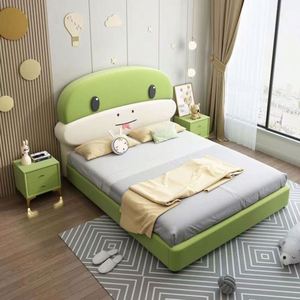 Cama de Día de Madera Maciza, Diseño Moderno y Minimalista en Forma de Serpiente, Tamaño Completo con Tapicería de Algodón para Niños y Niñas, Dormitorio Infantil - Product Image 6