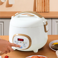 Penanak Nasi Digital Mini 1.5L Pintar Rendah Gula Laris Manis dengan Timer Prasetel, Alat Multifungsi untuk Rumah & Mobil