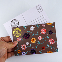 Impression de cartes postales personnalisées en papier épais, style vintage, motif floral élégant, avec logo en feuille d'or pour Halloween, Noël et autres fêtes