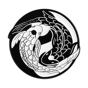 เข็มกลัดไทชิสีดำสีขาวลายหมาป่าพระจันทร์แมวโคอิเมล่าพินแบบตะวันออก - Product Image 3